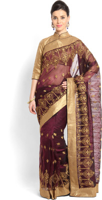 

Soch Embroidered Fashion Cotton Saree(Red), Wine