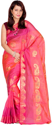 

Chandrakala Self Design Banarasi Cotton Saree(Gold)