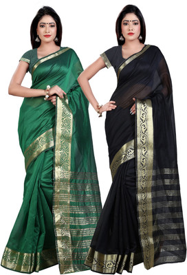 

Weavedeal Solid Banarasi Chanderi Saree(Pack of 2, Multicolor)
