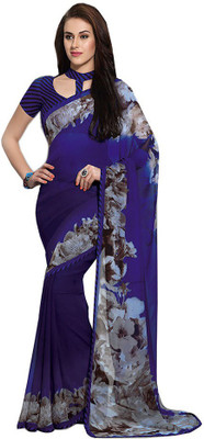 

Party Wear Dresses Printed Fashion Pure Chiffon Saree(Blue)