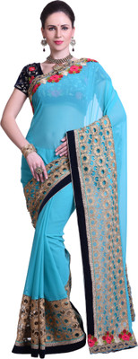 

Chirag Sarees Embellished Fashion Synthetic Georgette Saree(Blue)