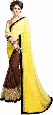 

Jiya Self Design, Embroidered Fashion Georgette, Silk, Jacquard Saree(Yellow, Brown, Beige), Beige;brown;yellow