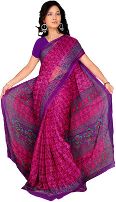 Khoobee Self Design, Printed Fashion Chiffon Saree(Pink, Multicolor), Multicolor;pink