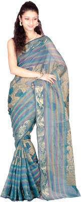 

Chandrakala Self Design Banarasi Cotton Saree(Multicolor), Blue