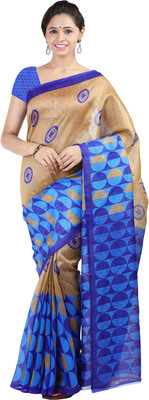 

Kanheyas Printed Bhagalpuri Silk Cotton Blend Saree(Brown), Brown circle