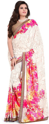 

Desi Look Floral Print Bollywood Georgette Saree(White)