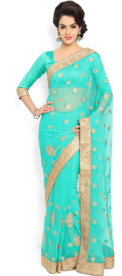 

Soch Embroidered Fashion Georgette Saree(Green), Sea green