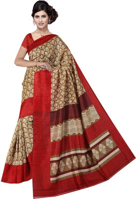

Manthan Printed Daily Wear Art Silk Saree(Beige, Red)
