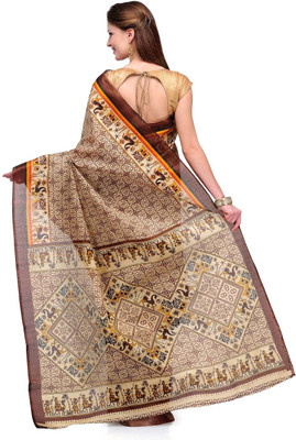 

Cenizas Printed, Animal Print Fashion Art Silk Saree(Multicolor), Brown