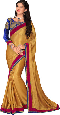 

Khushali Self Design, Embroidered Fashion Satin Saree(Beige)