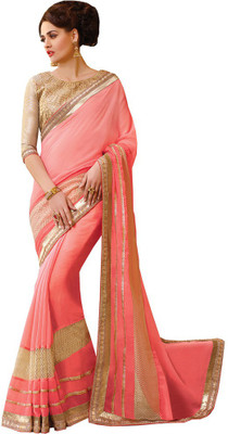 

Manthan Embroidered Daily Wear Georgette Saree(Pink), Light pink
