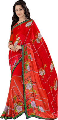

Manthan Printed Fashion Georgette Saree(Pack of 2, Red)