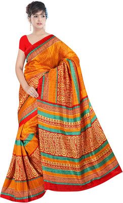 Parisha Printed Daily Wear Art Silk Saree(Yellow)