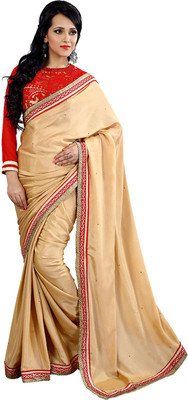 

Party Wear Dresses Embroidered Fashion Chiffon Saree(Gold)