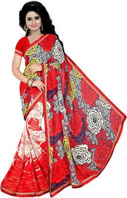 

Indian Wear Online Printed Fashion Chiffon Saree(Red)