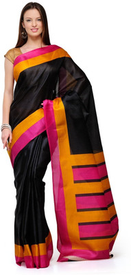 Cenizas Solid Fashion Art Silk Saree(Multicolor), Pink