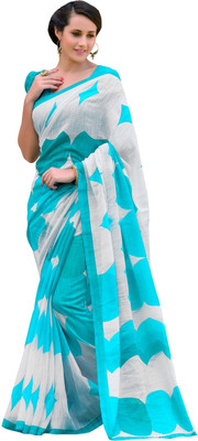 

Lovelylook Printed Fashion Polycotton Saree(Multicolor), Sky blue & white