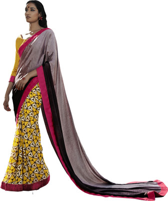 

Parisha Printed Fashion Georgette Saree(Yellow, Brown), Brown;yellow