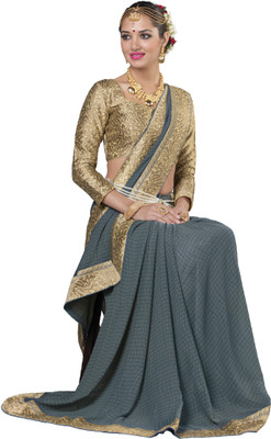 

Khushali Self Design Fashion Georgette Saree(Grey, Beige), Beige;grey