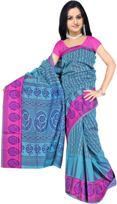 

Desi Butik Embroidered Fashion Chanderi Saree(Blue)