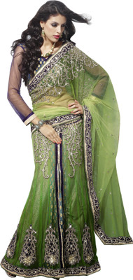 

Khoobee Self Design, Embroidered, Embellished Fashion Jacquard, Net Saree(Light Green)