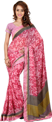 

Jiya Self Design, Printed Fashion Georgette Saree(Pink)