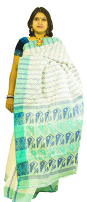 

Runu's Boutique Woven Tant Handloom Cotton Saree(Multicolor), Multicolor;white