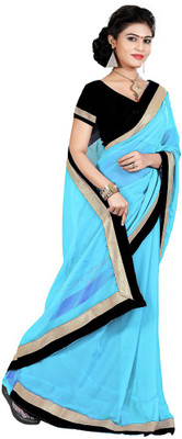 

Indian Wear Online Plain Fashion Chiffon Saree(Blue)