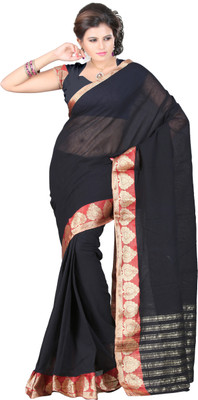 

It's Banii Woven Banarasi Cotton Saree(Black)