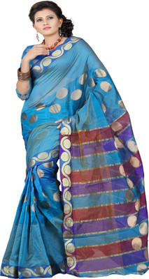 

Sanju Sarees Embellished Banarasi Banarasi Silk Saree(Light Blue), Biege