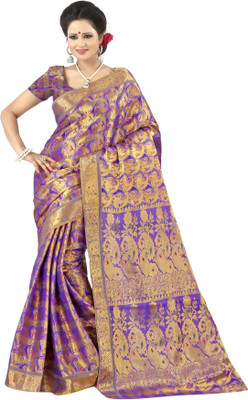 Mimosa Woven Kanjivaram Handloom Art Silk Saree(Purple) available at flipkart for Rs.1499