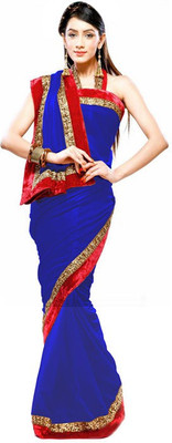 Stylezone Solid Fashion Chiffon Saree(Blue)