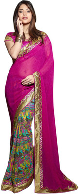 

Helixenterprise Printed Fashion Handloom Georgette Saree(Pink)
