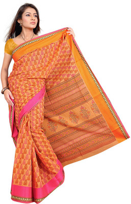 

Desi Butik Embroidered Fashion Chanderi Saree(Orange)