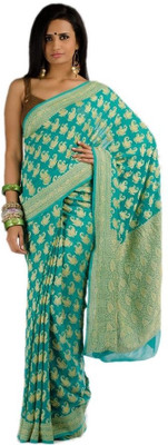 Chhabra 555 Printed Fashion Silk, Jacquard Saree(Green) Chhabra 555 Printed Fashion Silk, Jacquard Saree(Green)