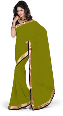 

Indian Wear Online Solid Fashion Georgette Saree(Dark Green)