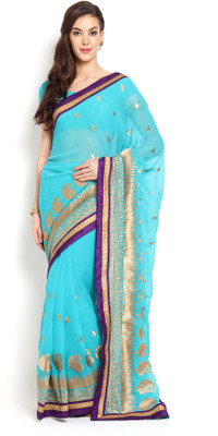 

Soch Self Design, Solid Fashion Chiffon Saree(Blue, Purple)