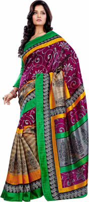 

Khoobee Self Design, Printed Fashion Art Silk Saree(Magenta, Multicolor)