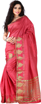 

Roopkala Silks Self Design Fashion Tussar Silk Saree(Pink)