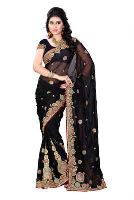 

JTInternational Embroidered Fashion Handloom Georgette Saree(Multicolor)