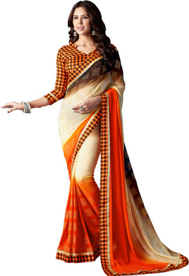 

Jiya Self Design, Printed Fashion Georgette Saree(Beige, Orange, Brown), Beige;brown;orange