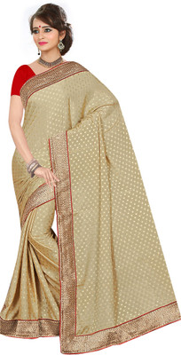 

Khushali Self Design, Embellished Fashion Jacquard Saree(Beige)