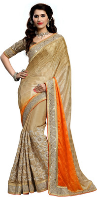 

Jiya Self Design, Embroidered, Embellished Fashion Jacquard, Jacquard Saree(Orange, Beige), Beige;orange