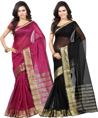 

Weavedeal Solid Banarasi Chanderi Saree(Pack of 2, Multicolor)