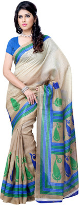

JTInternational Striped, Printed Chanderi Handloom Art Silk Saree(Multicolor)