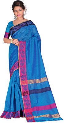 

Indianhandloom Self Design Coimbatore Cotton Saree(Blue)