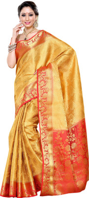 

Mimosa Woven Kanjivaram Art Silk Saree(Gold), Cheku