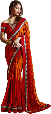 

Helixenterprise Printed Fashion Handloom Georgette Saree(Orange)