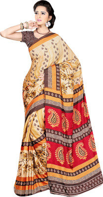 

Khushali Self Design, Printed Fashion Jacquard Saree(Beige, Multicolor)