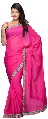 

JTInternational Geometric Print Fashion Georgette Saree(Pink)